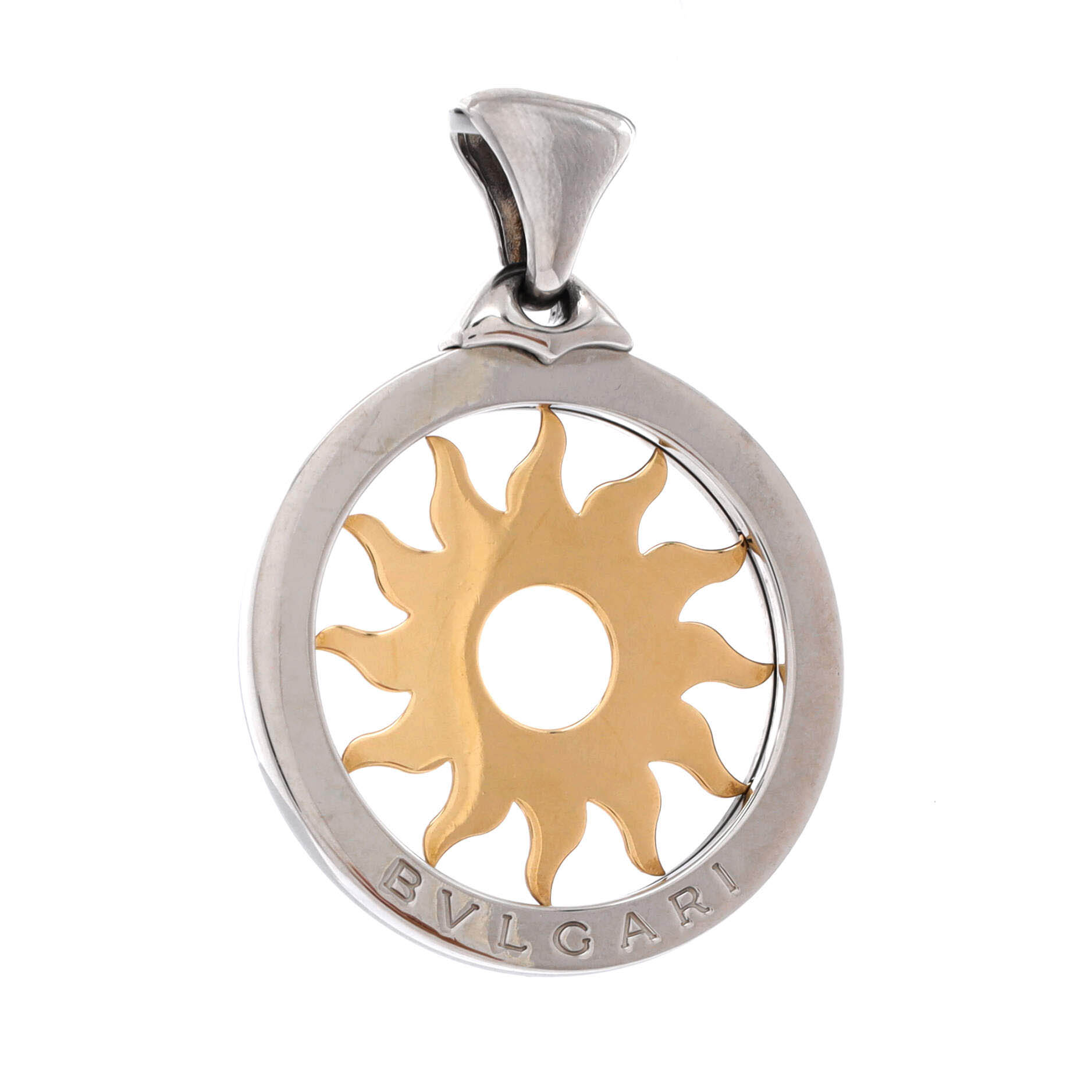 Tondo Sun Pendant Stainless Steel with 18K Yellow Gold 43MM