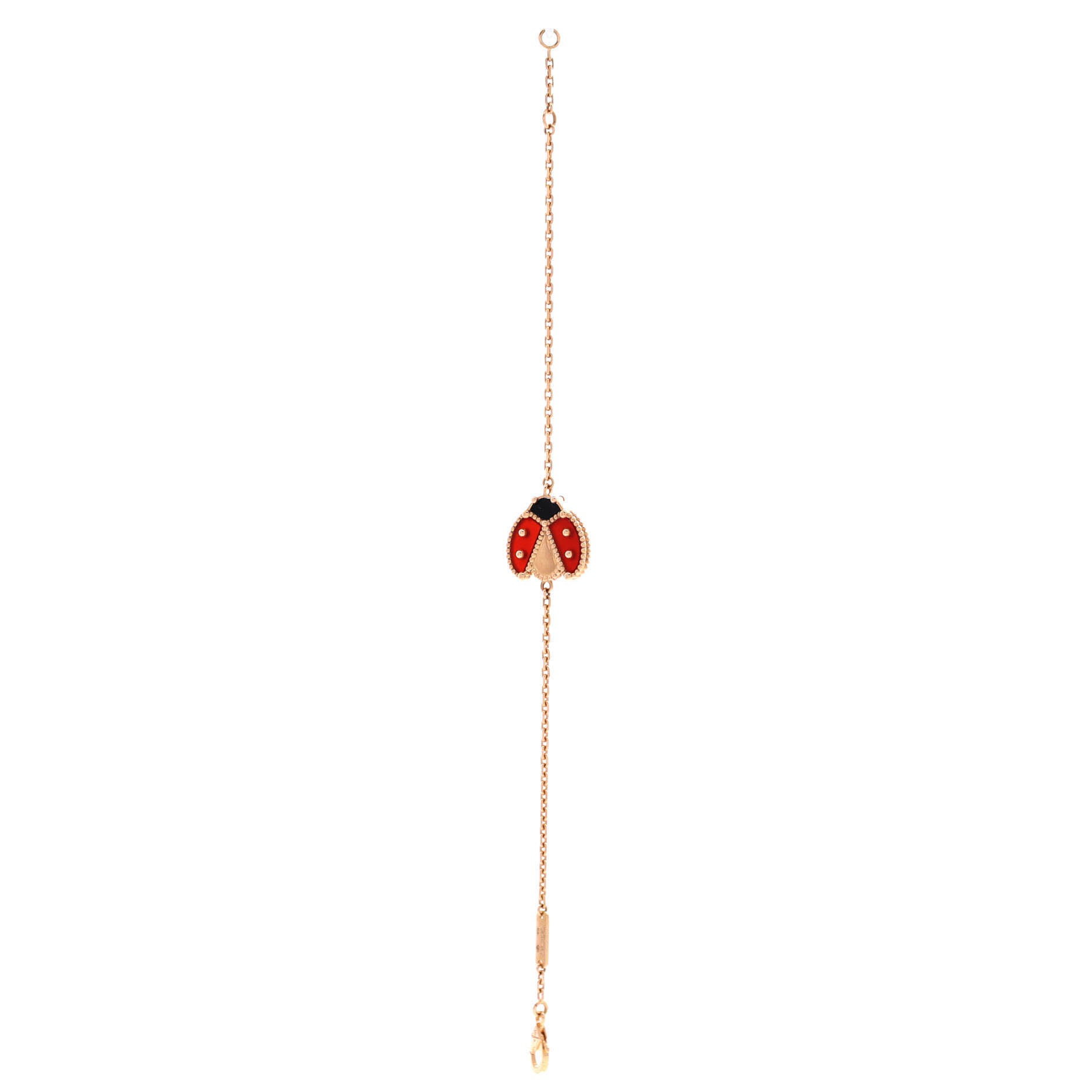Van Cleef & Arpels Lucky Spring Open Wings Ladybug Bracelet 18K Rose Gold with Carnelian and Onyx