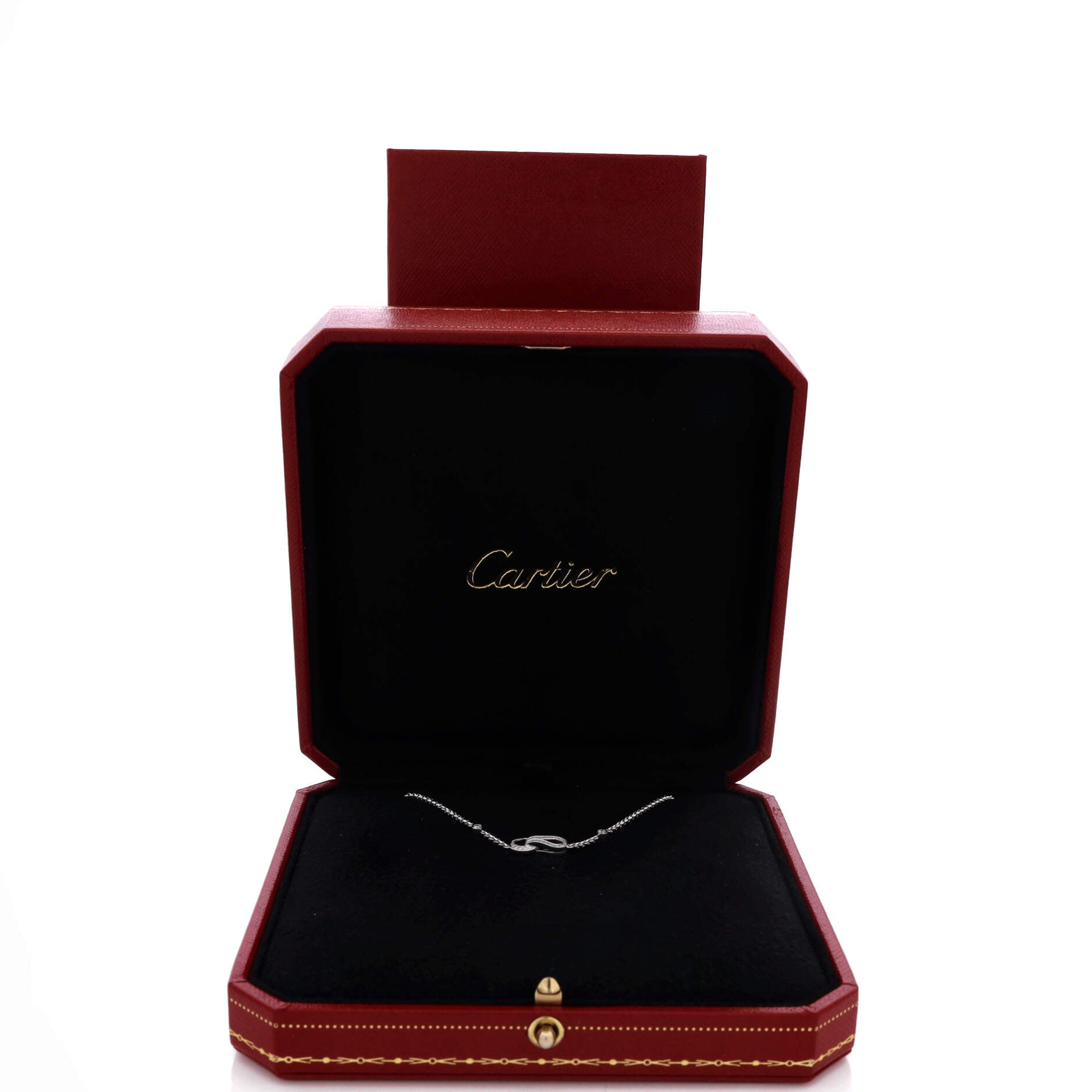 Agrafe Chain Pendant Necklace 18K White Gold with Diamonds