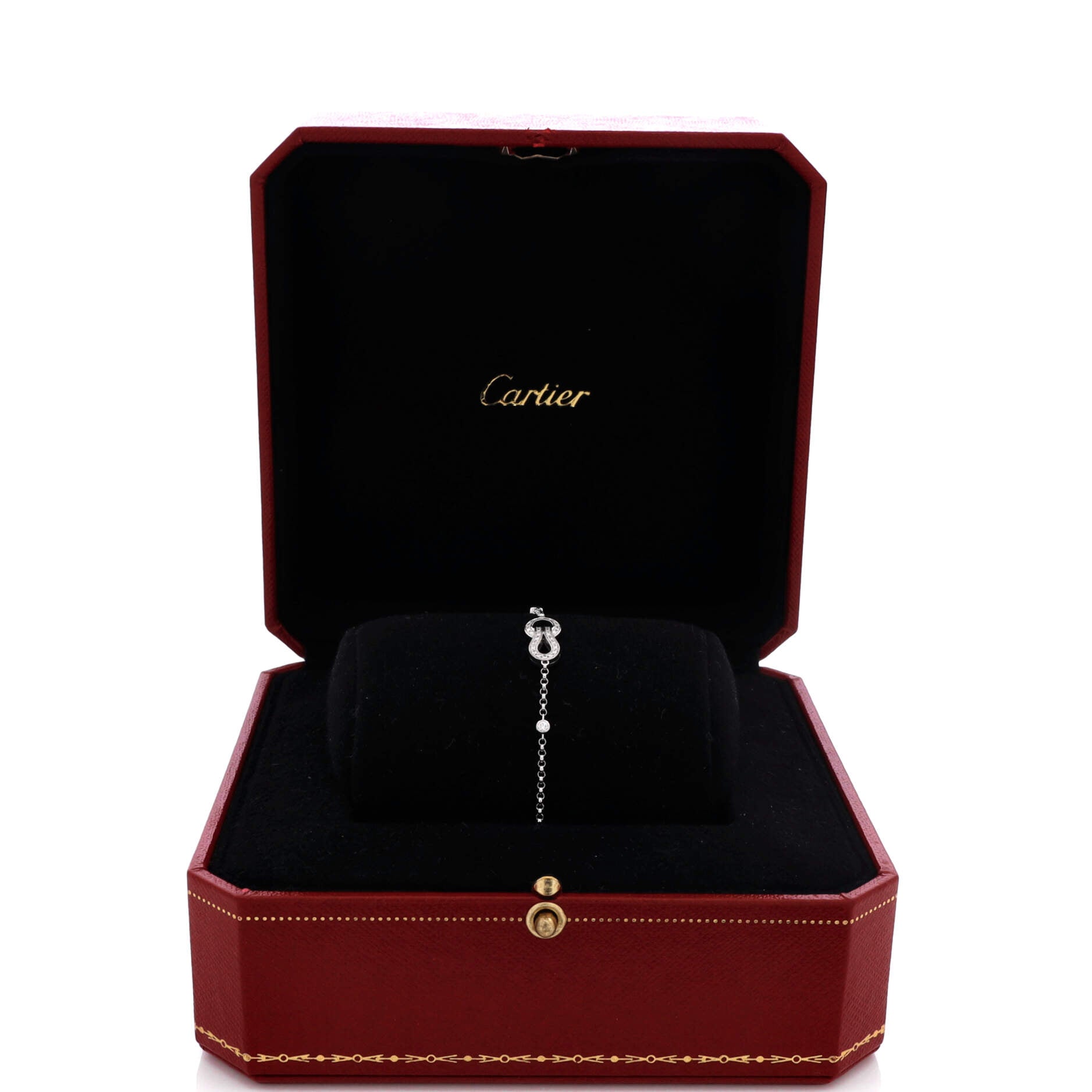 Agrafe Cable Chain Bracelet 18K White Gold with Diamonds