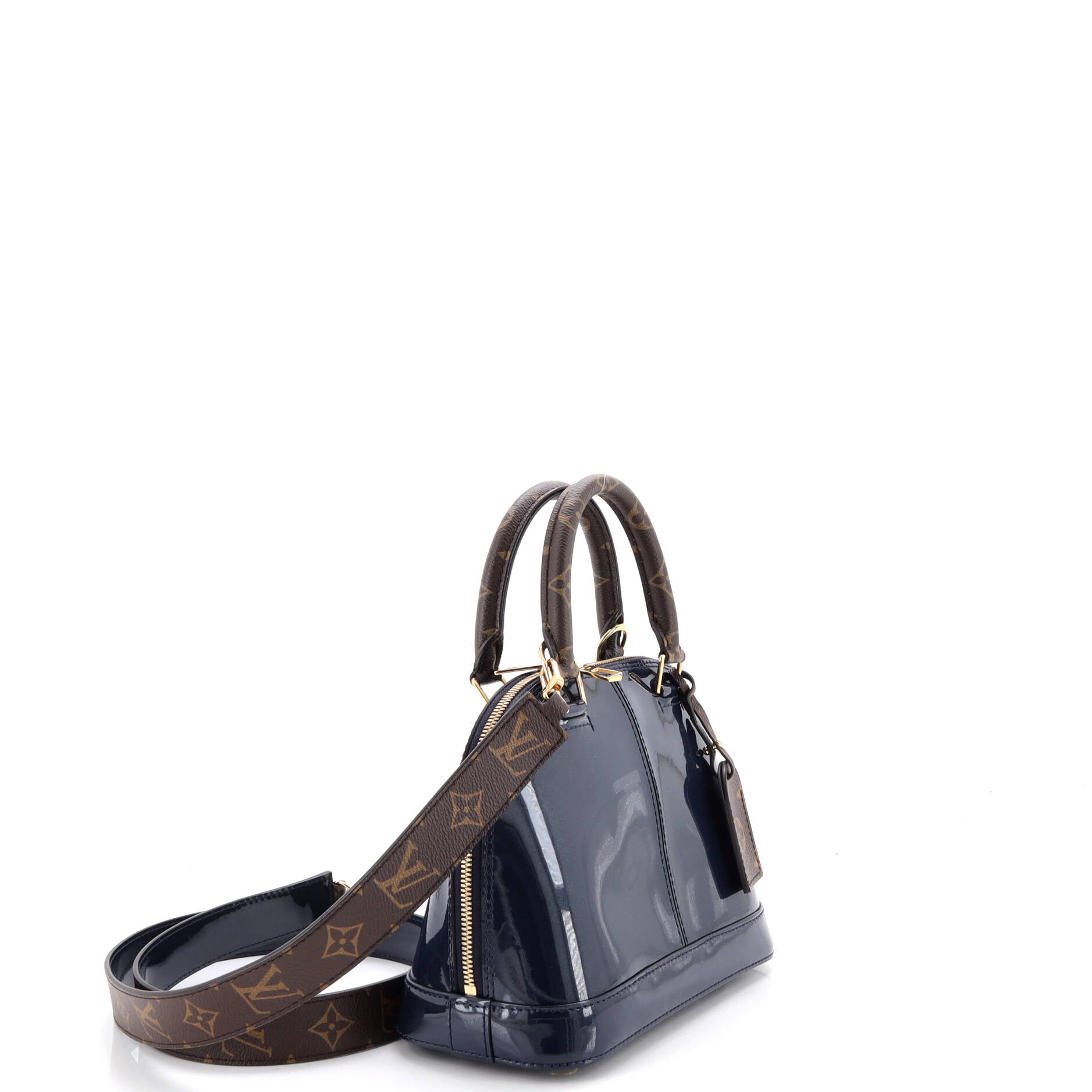 Alma Handbag Vernis with Monogram Canvas BB