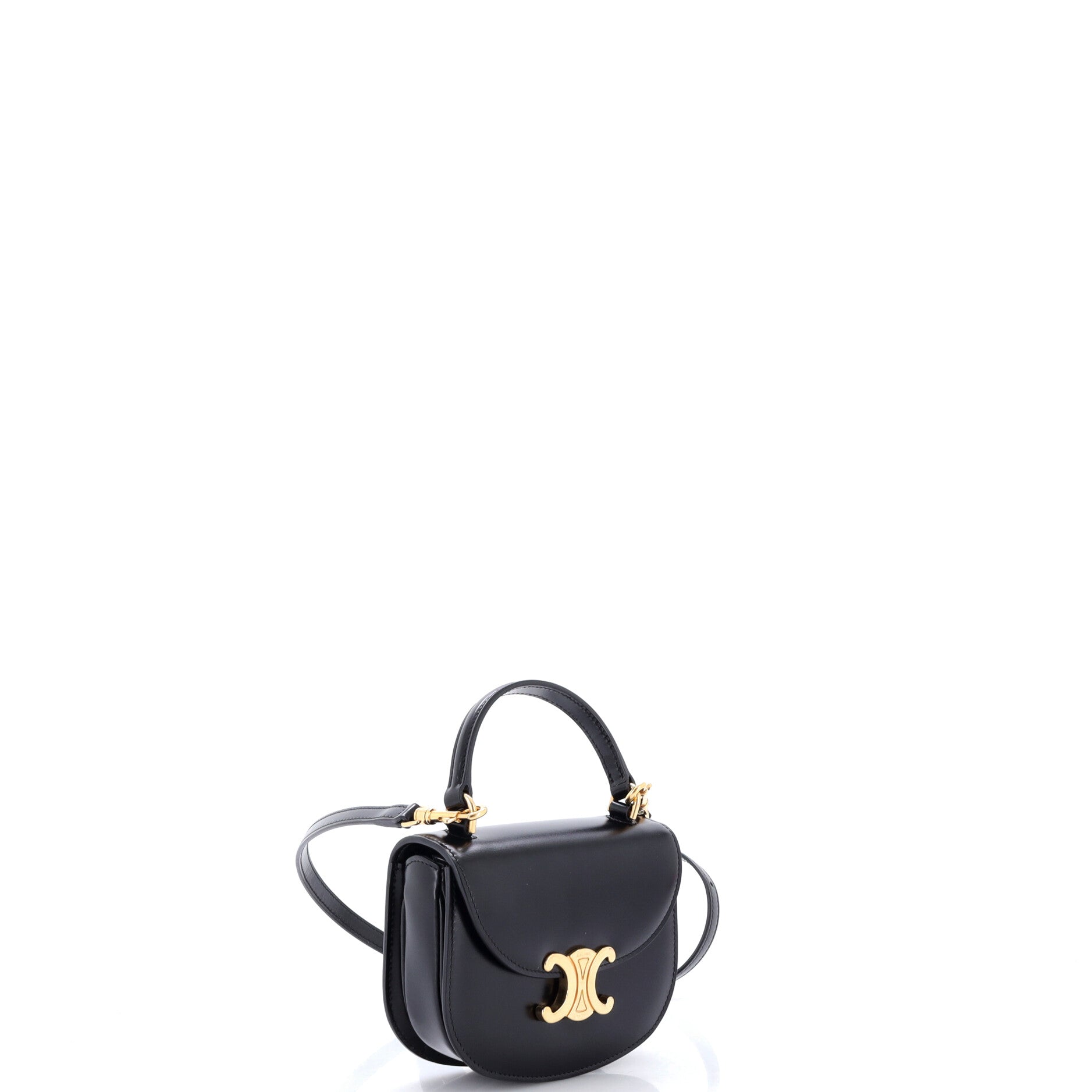 Triomphe Besace Clea Top Handle Flap Bag Leather Mini
