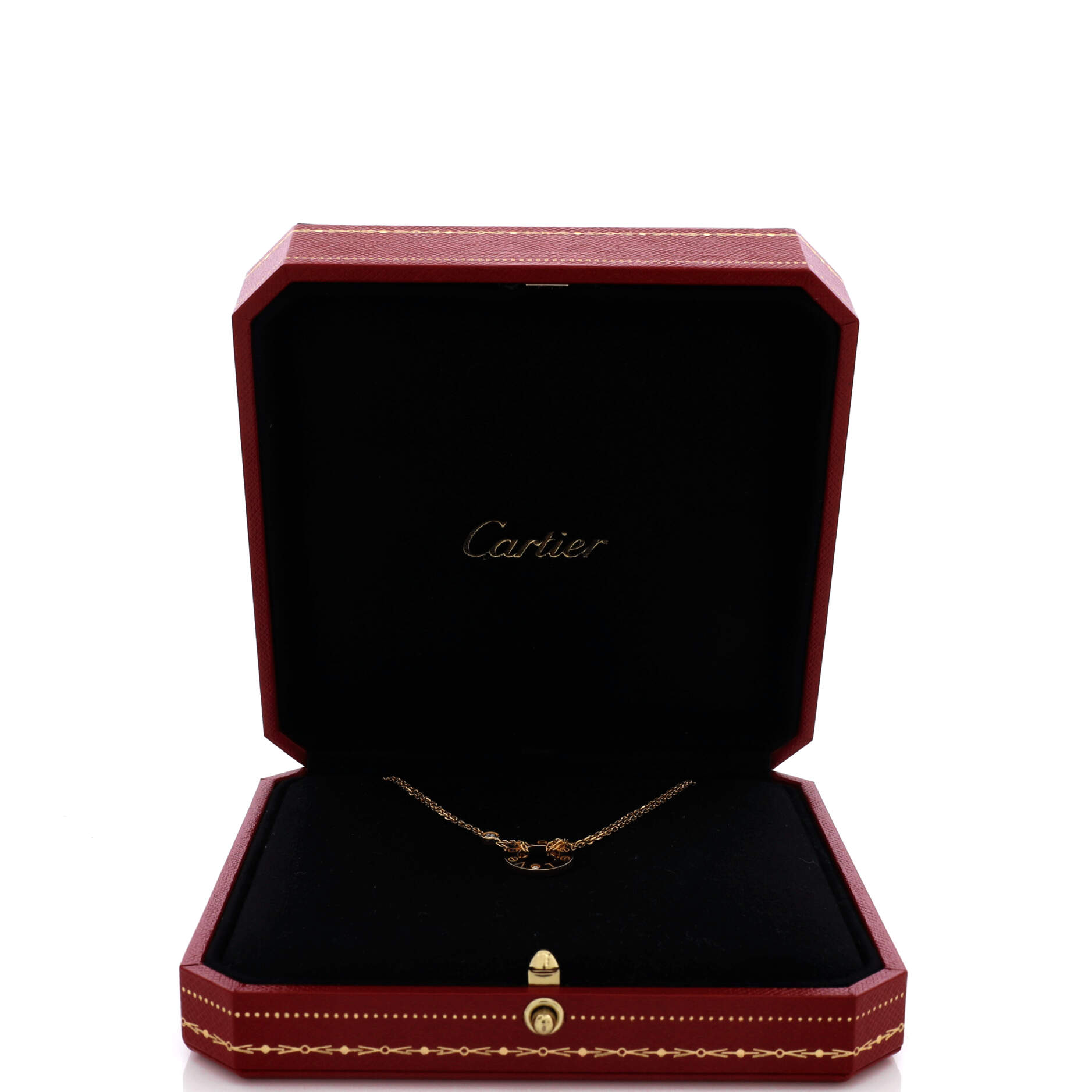 2 Diamonds Love Pendant Necklace 18K Yellow Gold and Diamonds