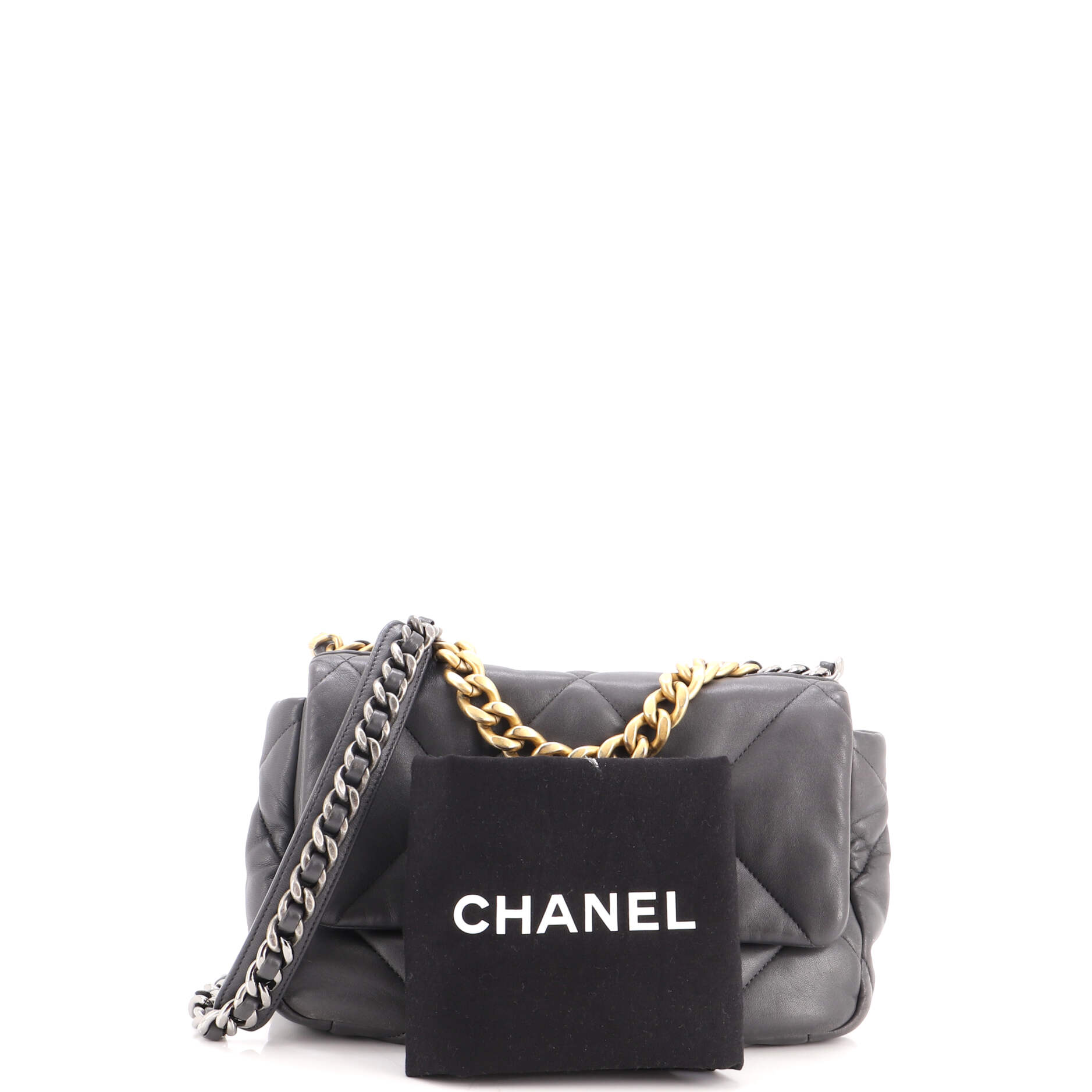19 Flap Bag Quilted Stitched Lambskin Medium