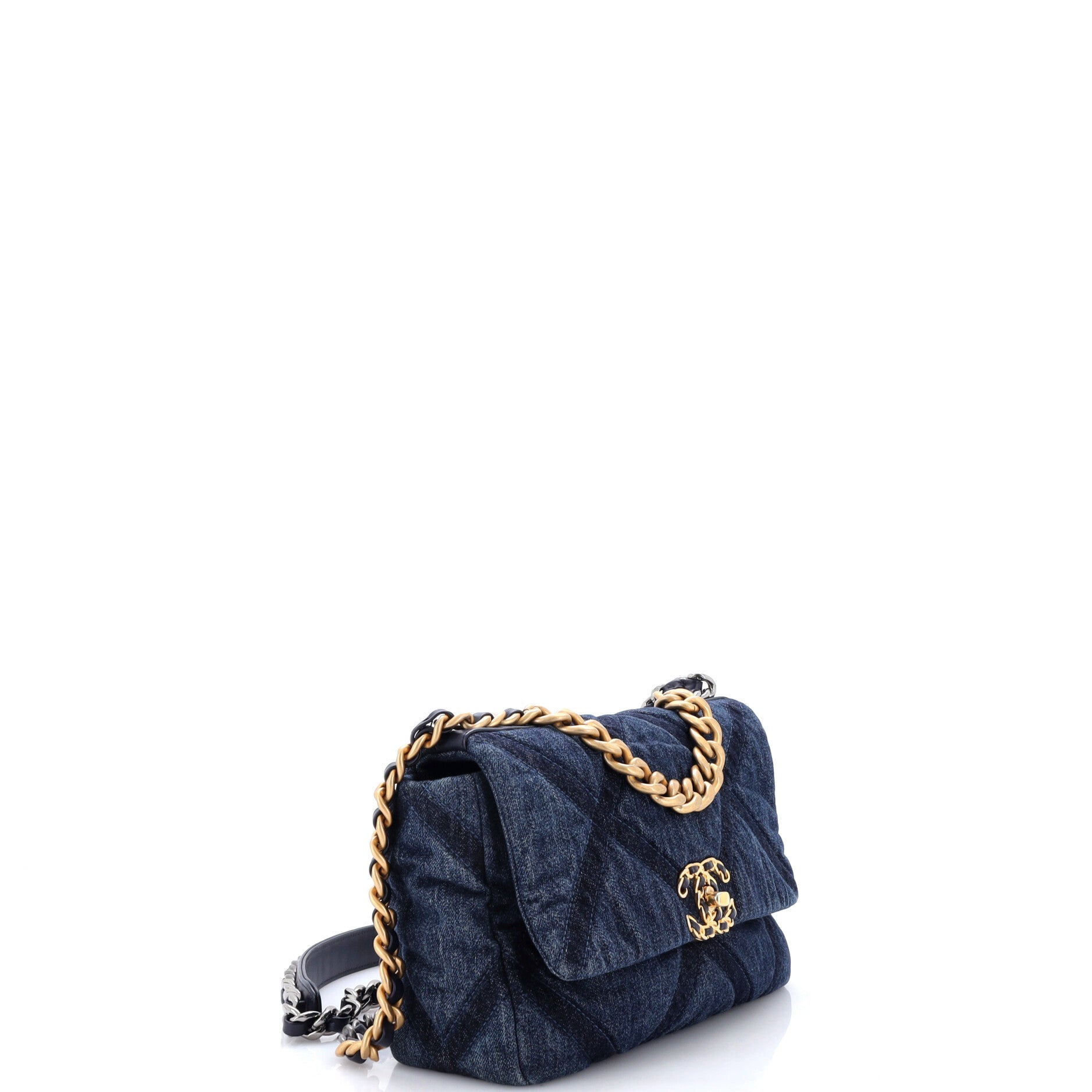 19 Flap Bag Quilted Denim Medium