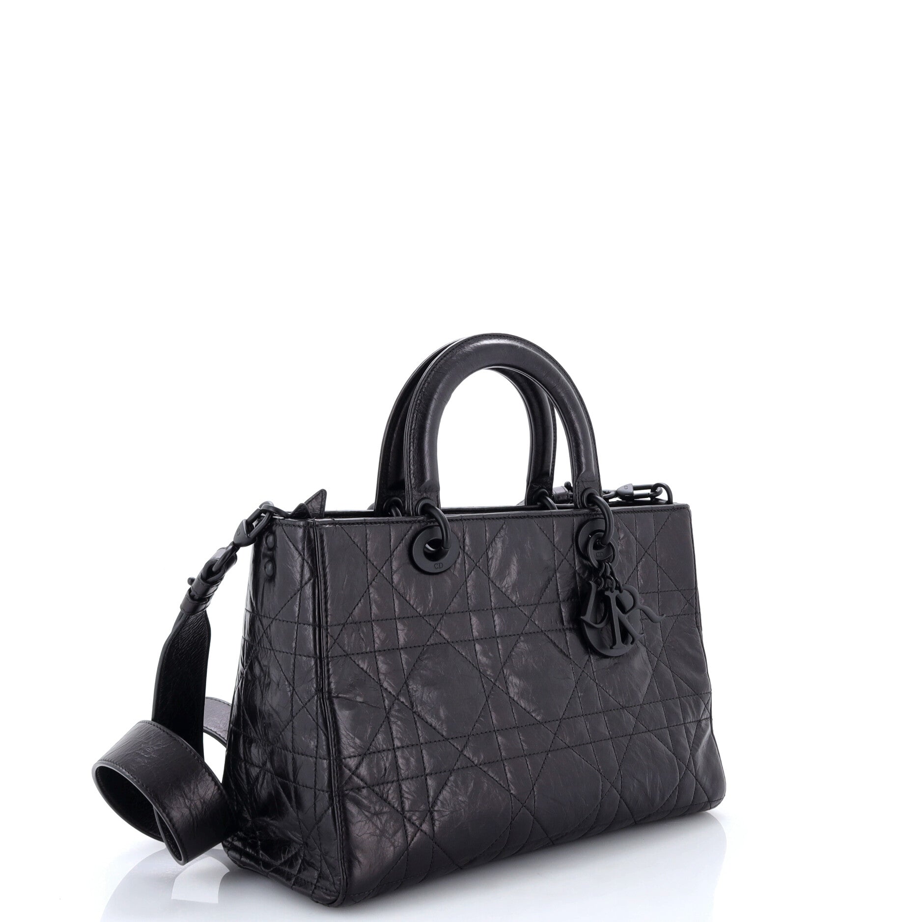 Ultra Matte Lady D-Sire Bag Macrocannage Crinkled Calfskin Medium