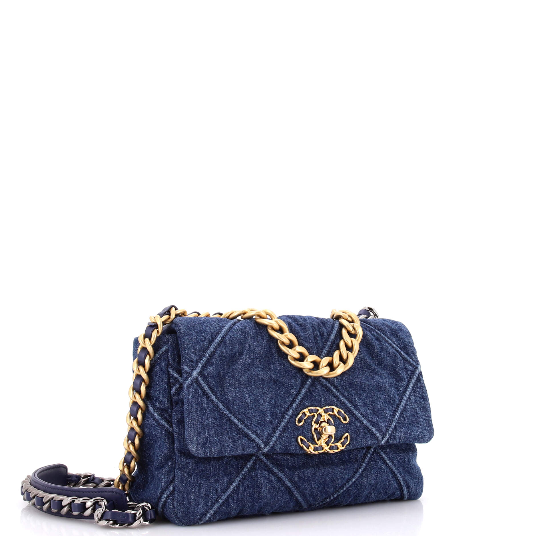 19 Flap Bag Quilted Denim Medium