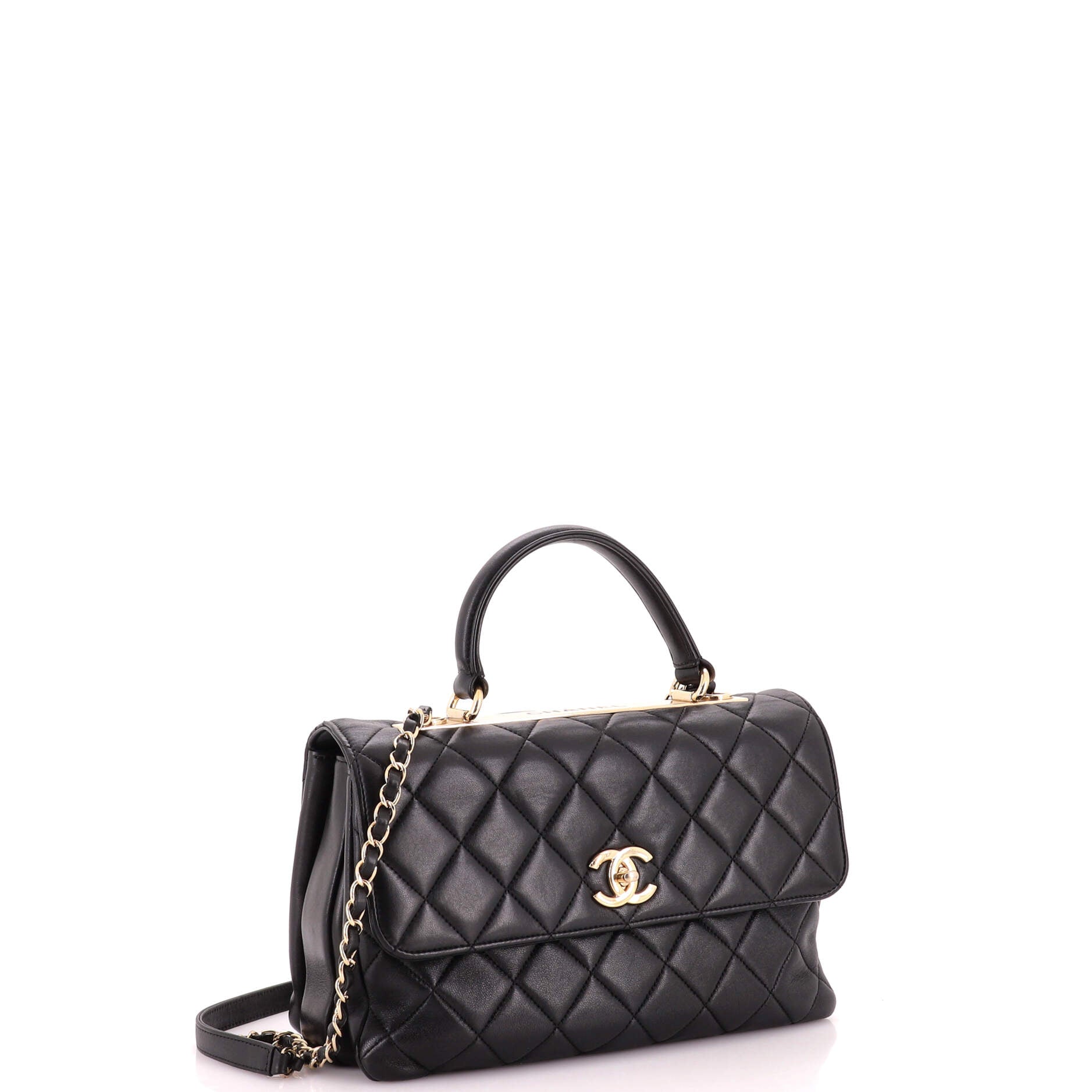 Trendy CC Top Handle Bag Quilted Lambskin Medium