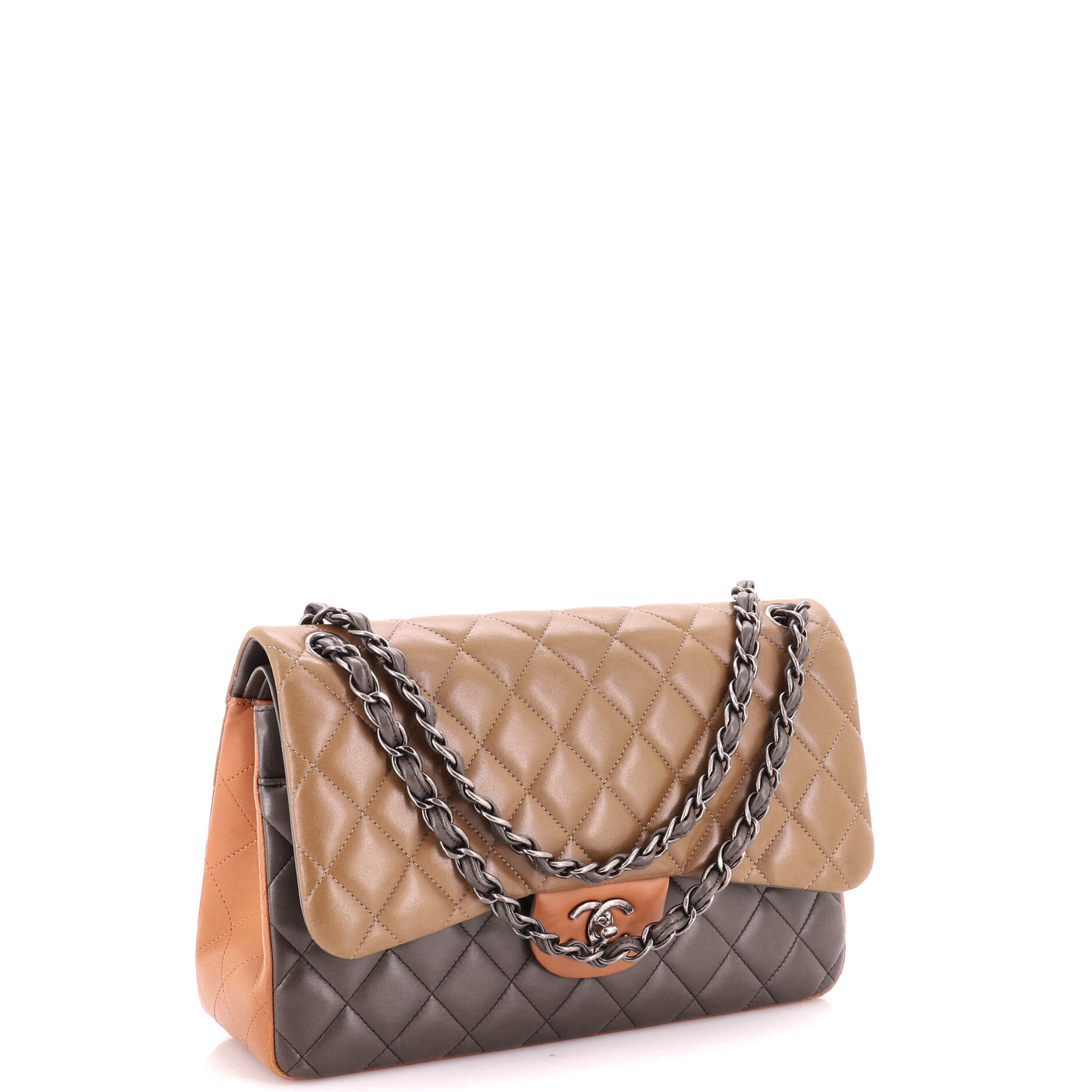 Tricolor Classic Double Flap Bag Quilted Lambskin Jumbo