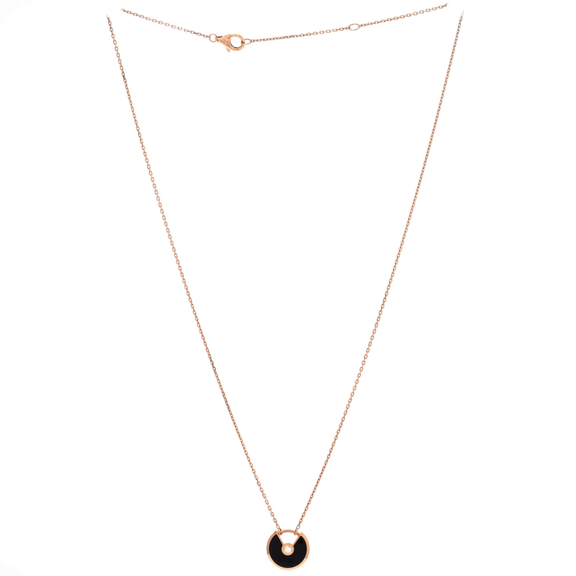 Amulette de Cartier Pendant Necklace 18K Rose Gold with Onyx and Diamond XS