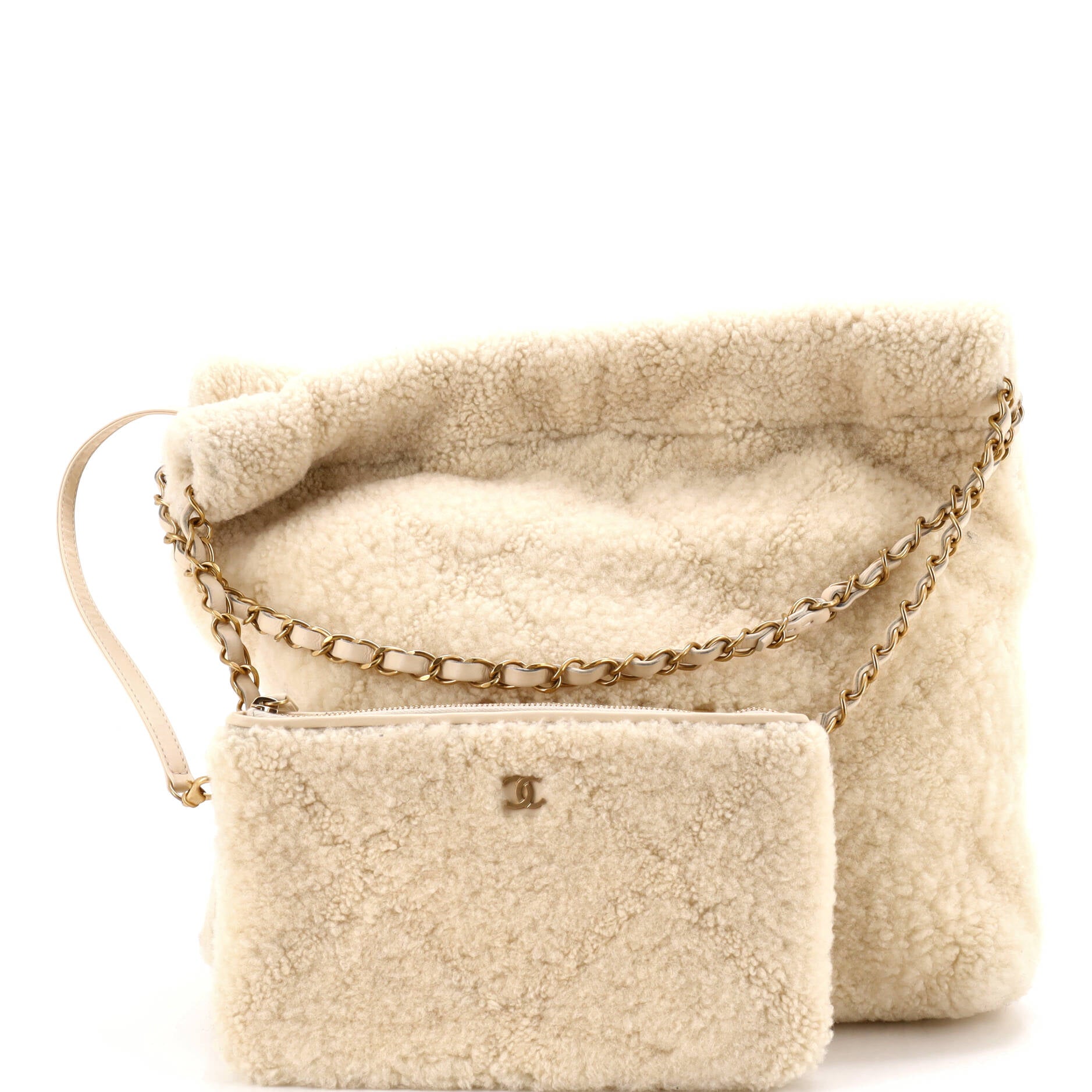 22 Chain Hobo Quilted Shearling Small