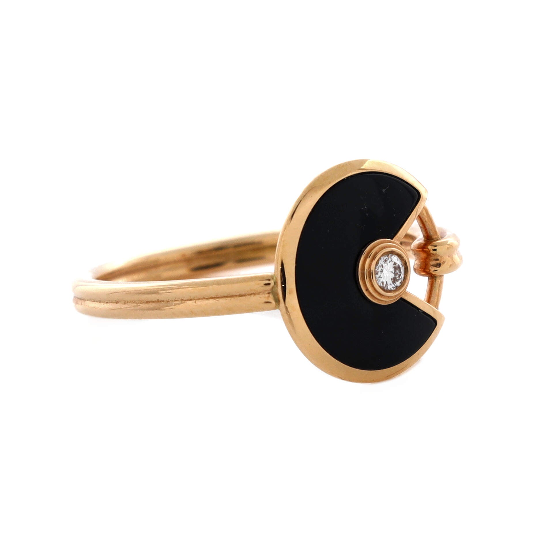 Amulette De Cartier Ring 18K Rose Gold with Diamond and Onyx