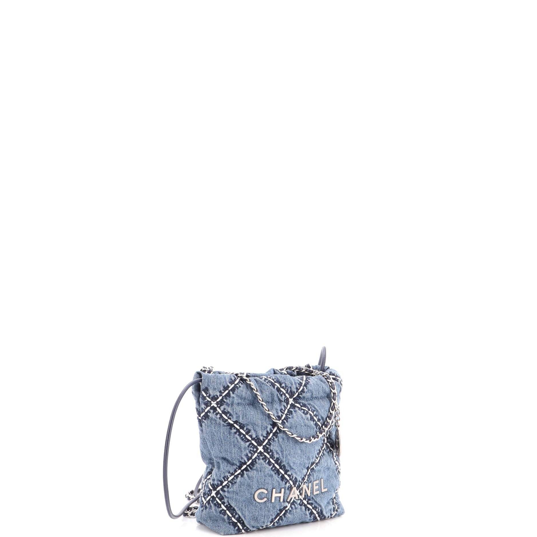 22 Chain Hobo Quilted Stitched Denim Mini