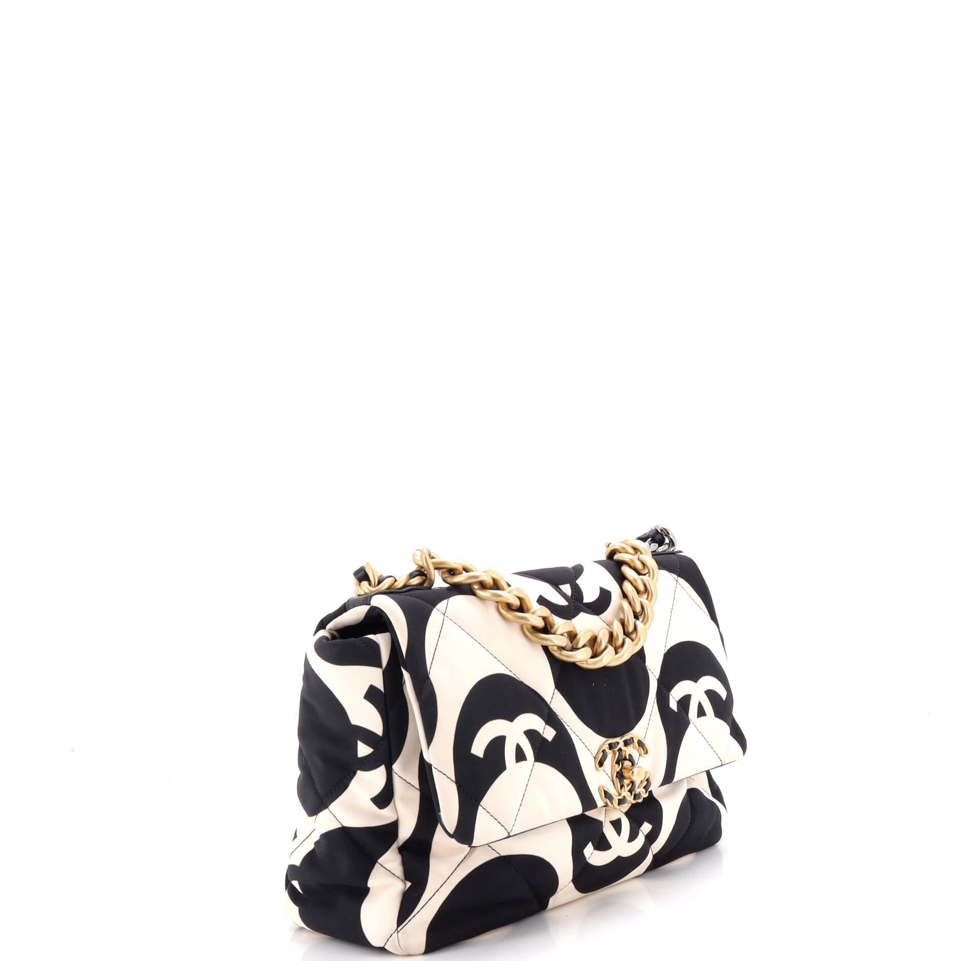 19 Flap Bag Quilted Printed Silk Large