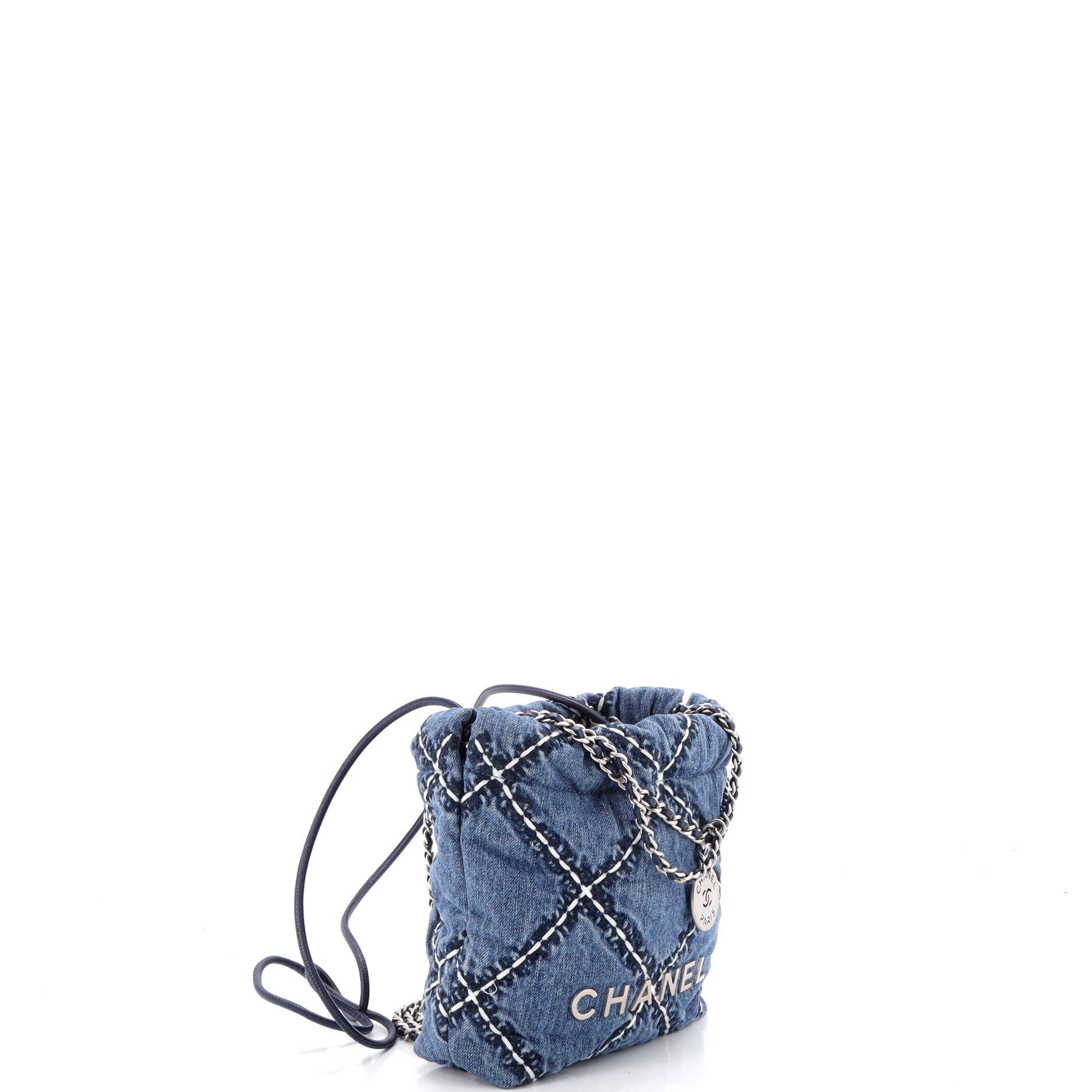 22 Chain Hobo Quilted Stitched Denim Mini