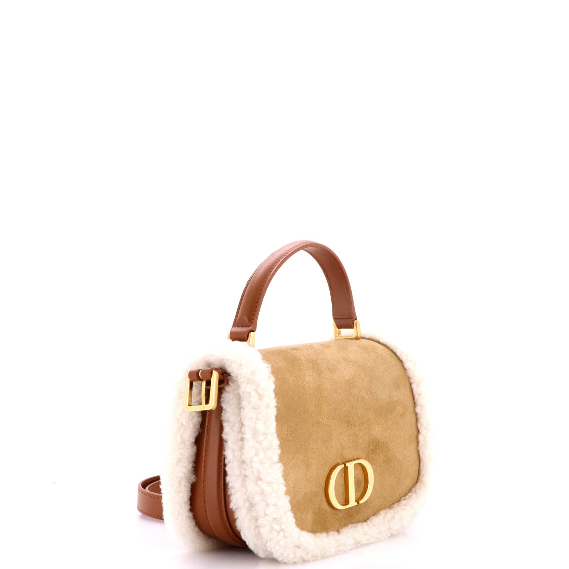 30 Montaigne Avenue Top Handle Bag Suede and Shearling Medium