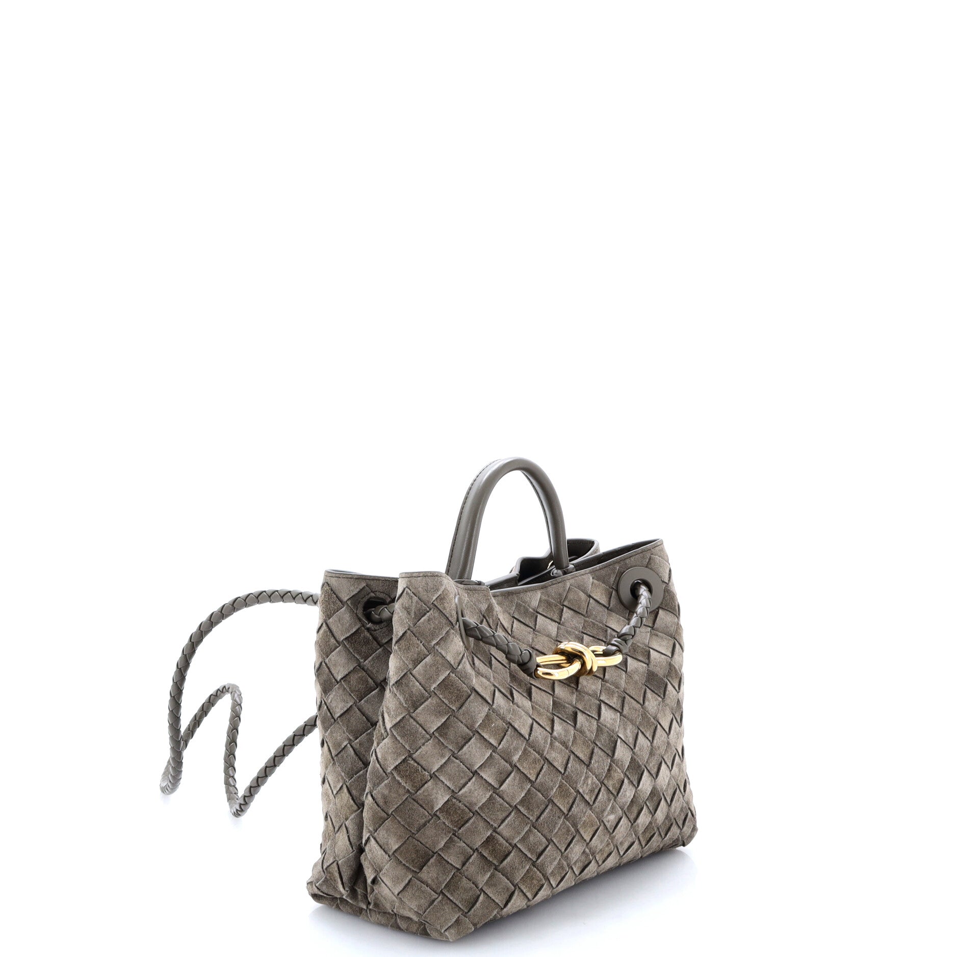 Andiamo Top Handle Bag Intrecciato Suede Small