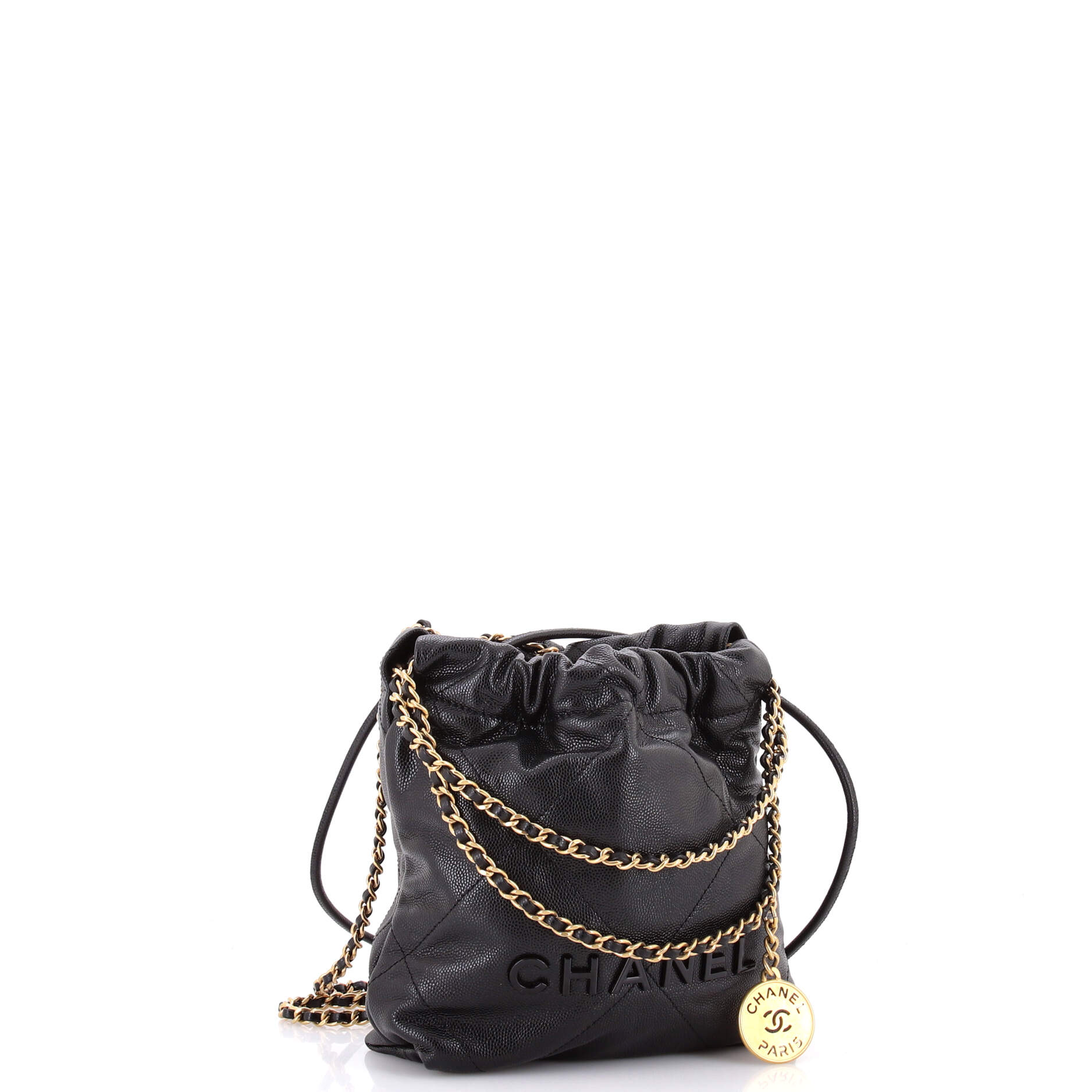 22 Chain Hobo Quilted Caviar Mini