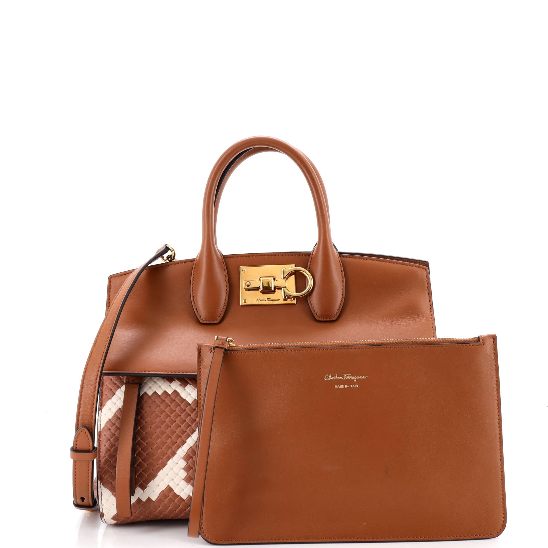 Animalier Studio Satchel Leather with Woven Leather Detail Small