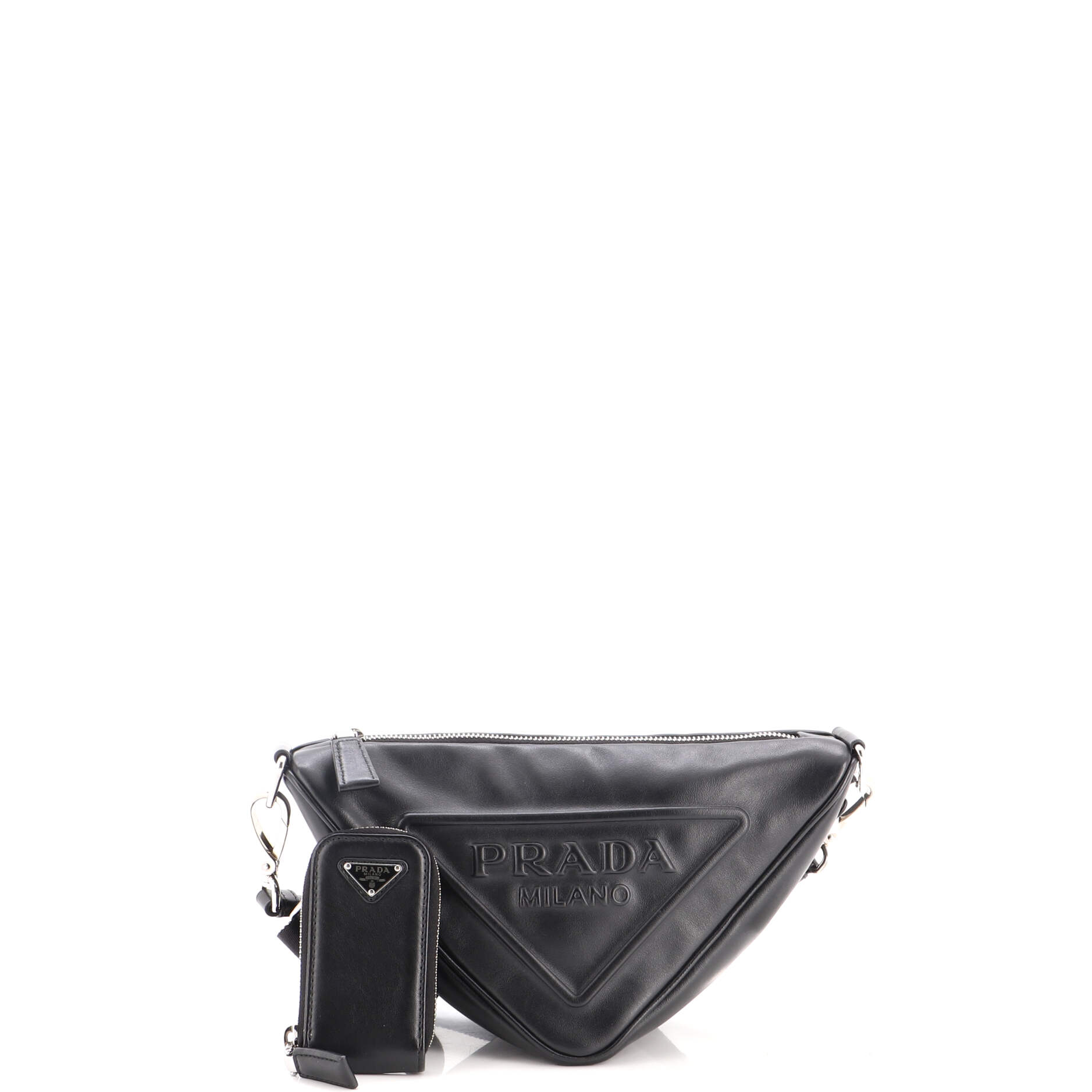 Triangle Logo Zip Crossbody Bag Leather Small
