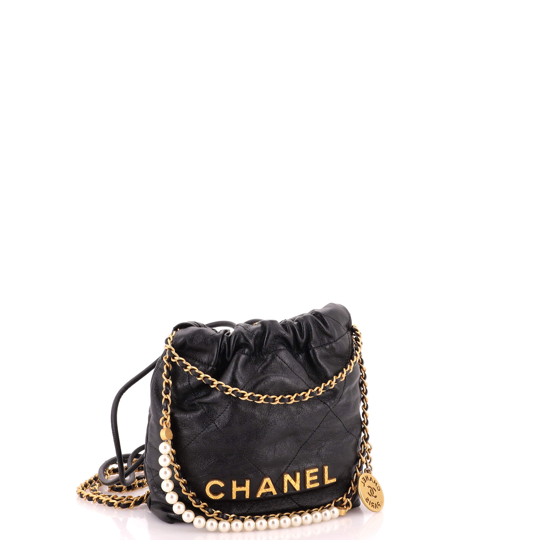22 Chain Hobo Quilted Calfskin with Pearl Chain Mini