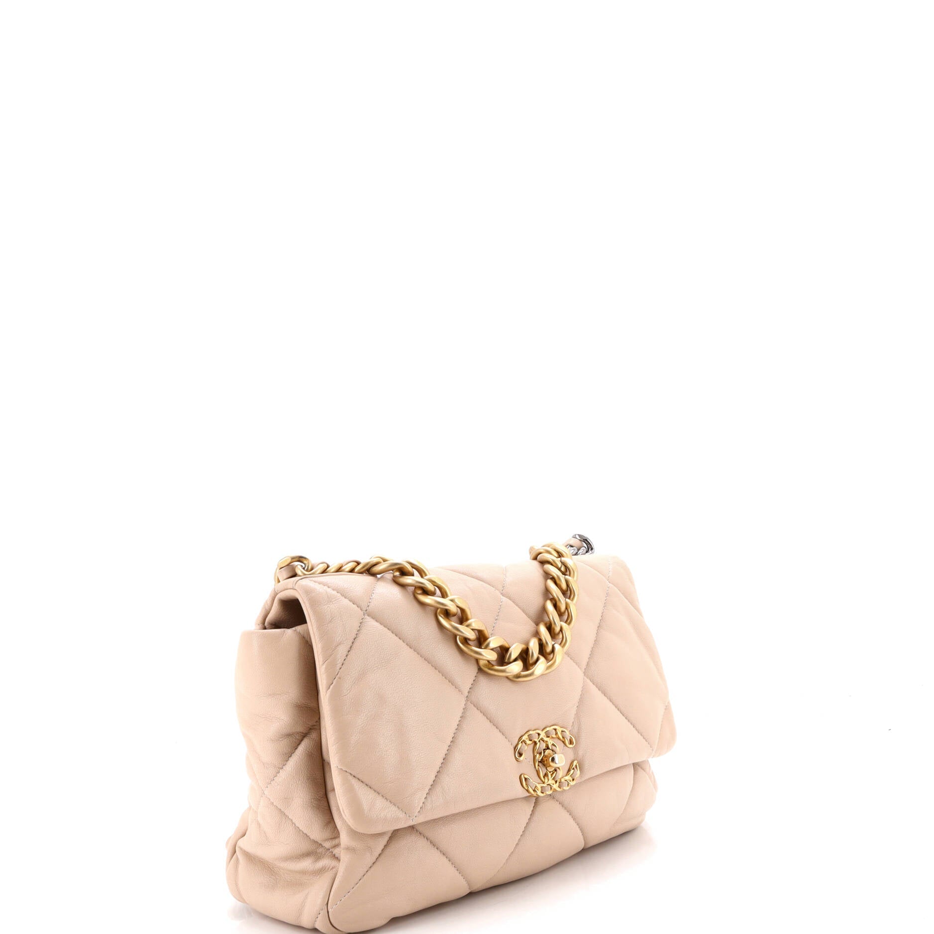 19 Flap Bag Quilted Leather Large