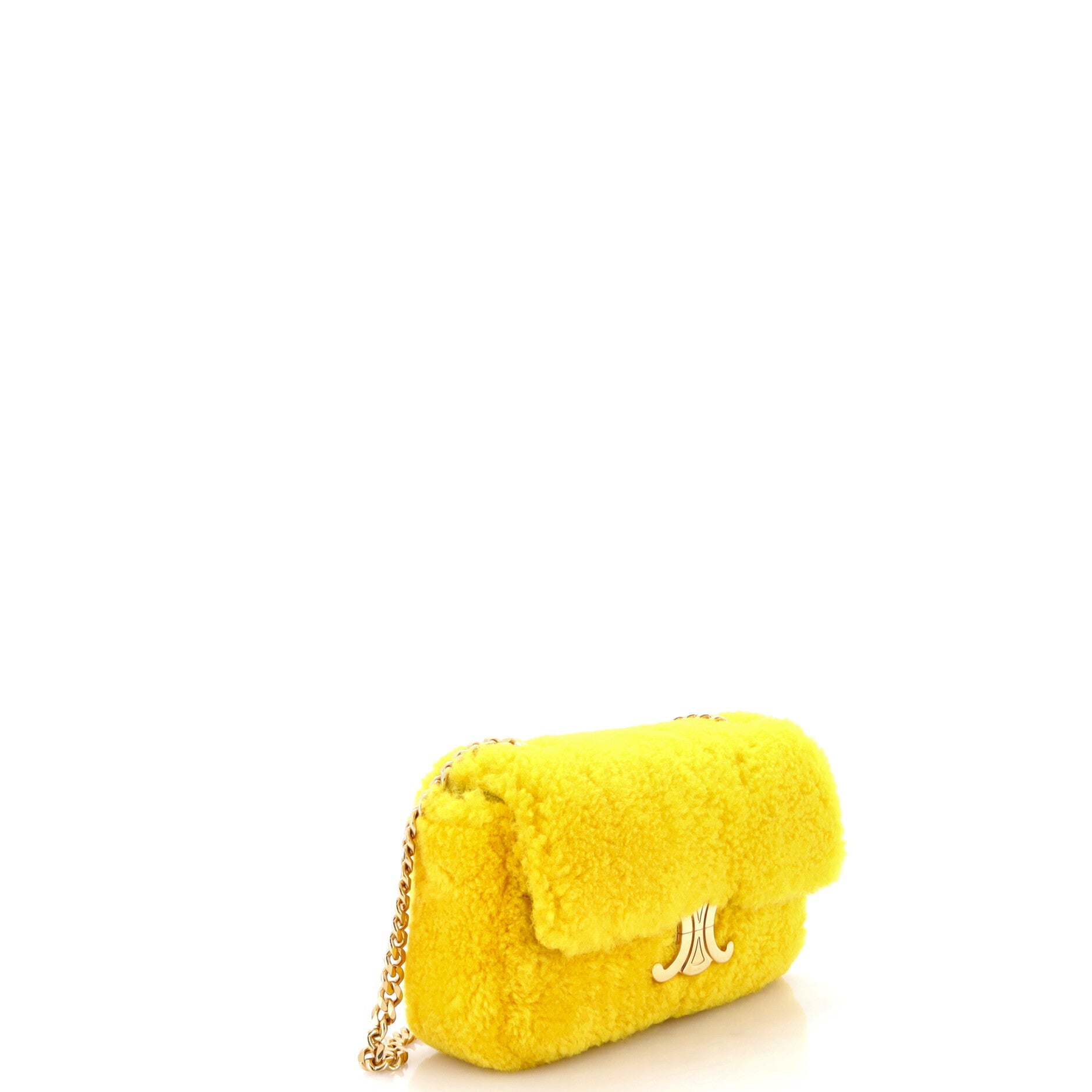 Triomphe Chain Shoulder Bag Shearling Small