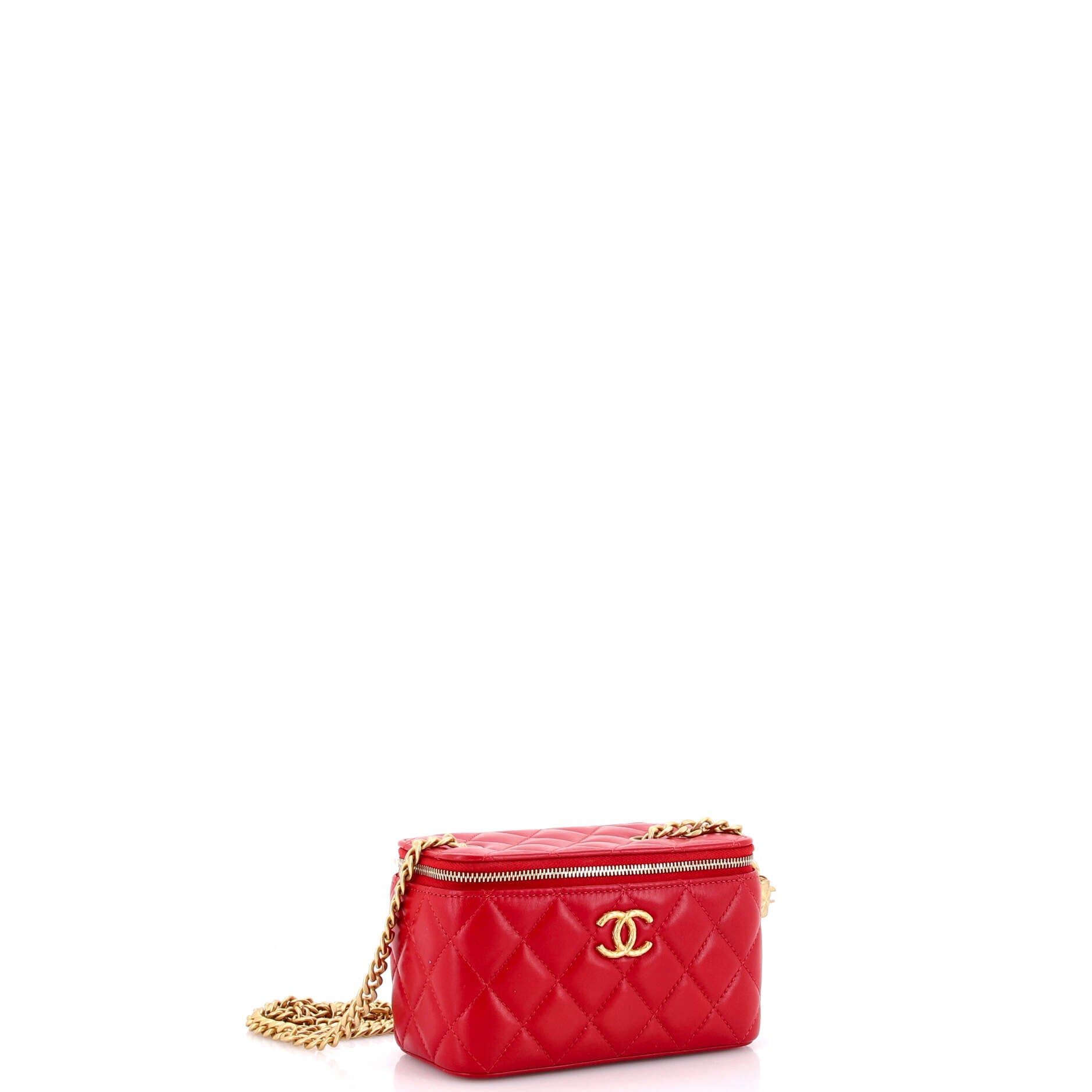 All Slide Long Vanity Case with Chain Quilted Lambskin Small