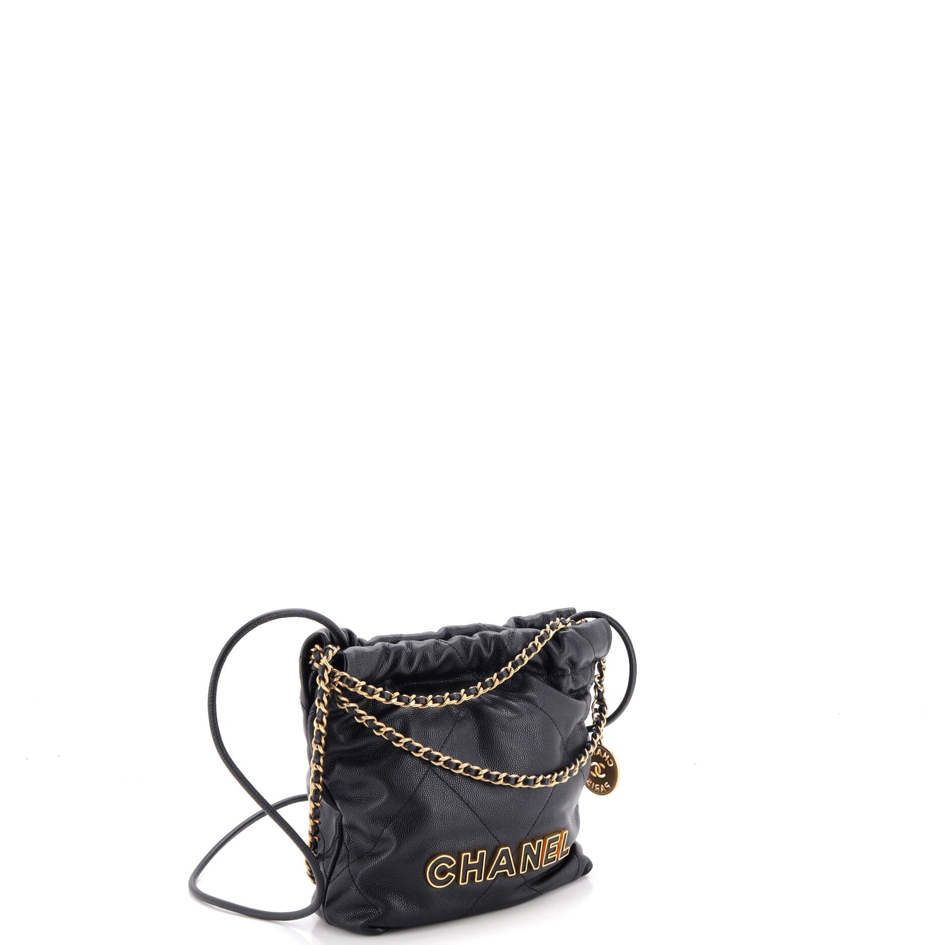 22 Chain Hobo Quilted Caviar Mini