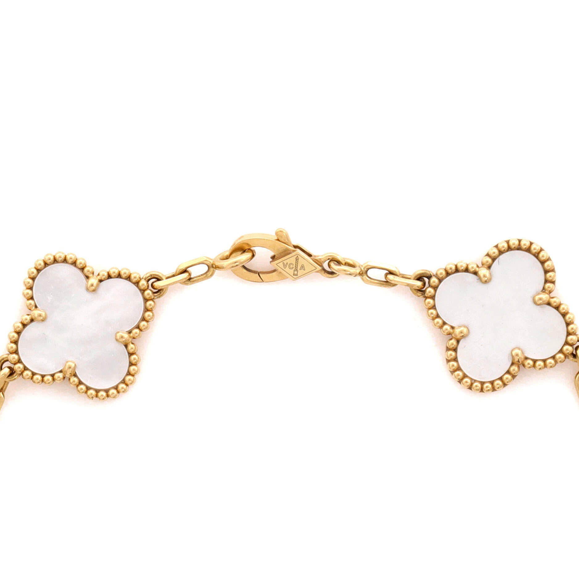 Van Cleef & Arpels Vintage Alhambra 5 Motifs Bracelet 18K Yellow Gold and Mother of Pearl