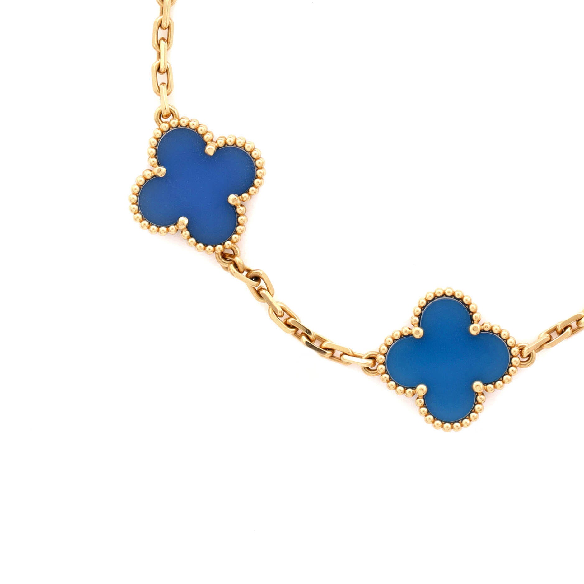 Van Cleef & Arpels Vintage Alhambra 5 Motifs Bracelet 18K Yellow Gold and Agate
