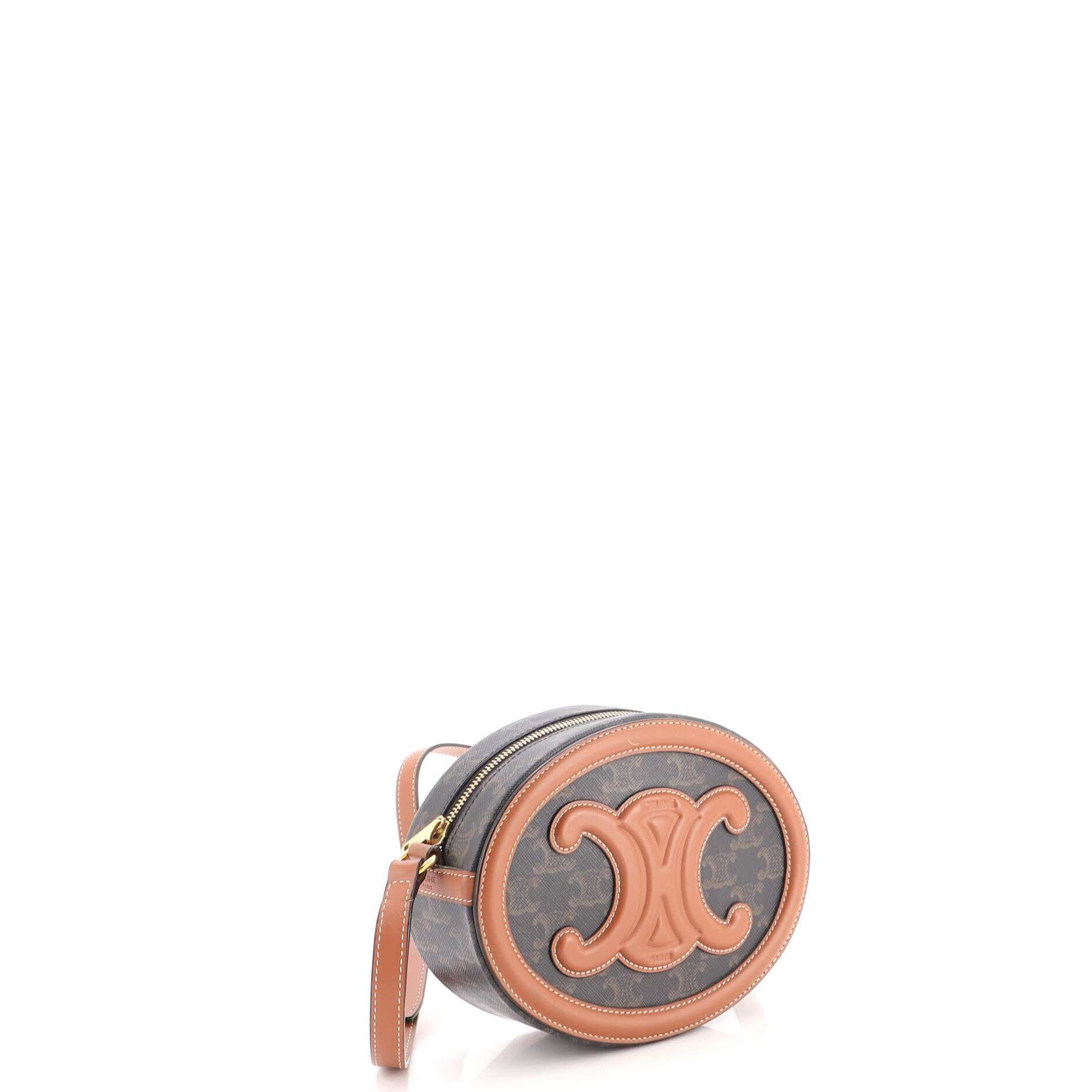 Triomphe Oval Crossbody Bag Triomphe Coated Canvas and Leather