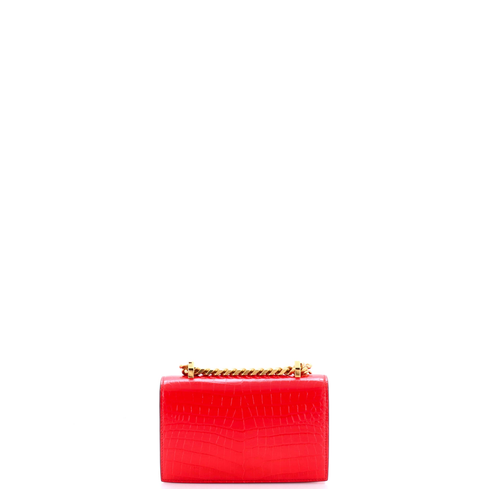 Alexander McQueen Jewelled Flap Satchel Crocodile Embossed Leather Mini